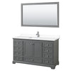 Custom image for Dark Gray with Polished Chrome Trim / White Cultured Marble, Rectangular Sink / 58