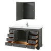 Custom image for Dark Gray with Polished Chrome Trim / White Cultured Marble, Rectangular Sink / Medicine Cabinet