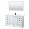 Custom image for White with Matte Black Trim / Carrara Cultured Marble, Rectangular Sink / 58