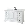Custom image for White with Matte Black Trim / White Carrara Marble, Rectangular Sink / No Mirror
