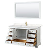 Custom image for White with Brushed Gold Trim / Carrara Cultured Marble, Rectangular Sink / 58