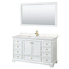 Custom image for White with Brushed Gold Trim / Carrara Cultured Marble, Rectangular Sink / 58
