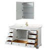 Custom image for White with Brushed Gold Trim / Carrara Cultured Marble, Rectangular Sink / Medicine Cabinet