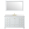 Custom image for White with Brushed Gold Trim / Carrara Cultured Marble, Rectangular Sink / 58