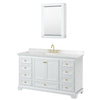 Custom image for White with Brushed Gold Trim / Carrara Cultured Marble, Rectangular Sink / Medicine Cabinet