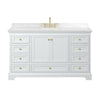 Custom image for White with Brushed Gold Trim / Carrara Cultured Marble, Rectangular Sink / No Mirror