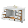 Custom image for White with Brushed Gold Trim / Carrara Cultured Marble, Rectangular Sink / No Mirror