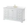 Custom image for White with Brushed Gold Trim / Carrara Cultured Marble, Rectangular Sink / No Mirror