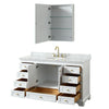 Custom image for White with Brushed Gold Trim / White Carrara Marble, Oval Sink / Medicine Cabinet