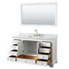 Custom image for White with Brushed Gold Trim / White Carrara Marble, Rectangular Sink / 58