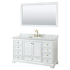 Custom image for White with Brushed Gold Trim / White Carrara Marble, Rectangular Sink / 58