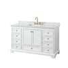 Custom image for White with Brushed Gold Trim / White Carrara Marble, Rectangular Sink / No Mirror