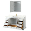 Custom image for White with Brushed Gold Trim / Giotto Quartz, Rectangular Sink / Medicine Cabinet