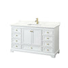 Custom image for White with Brushed Gold Trim / Giotto Quartz, Rectangular Sink / No Mirror