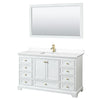Custom image for White with Brushed Gold Trim / White Cultured Marble, Rectangular Sink / 58