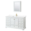 Custom image for White with Brushed Gold Trim / White Cultured Marble, Rectangular Sink / Medicine Cabinet