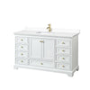 Custom image for White with Brushed Gold Trim / White Cultured Marble, Rectangular Sink / No Mirror