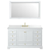 Custom image for White with Brushed Gold Trim / White Cultured Marble, Rectangular Sink / 58