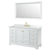 Custom image for White with Brushed Gold Trim / White Cultured Marble, Rectangular Sink / 58
