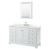 Custom image for White with Brushed Gold Trim / White Cultured Marble, Rectangular Sink / Medicine Cabinet