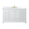 Custom image for White with Brushed Gold Trim / White Cultured Marble, Rectangular Sink / No Mirror