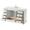Custom image for White with Brushed Gold Trim / White Cultured Marble, Rectangular Sink / No Mirror