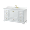 Custom image for White with Brushed Gold Trim / White Cultured Marble, Rectangular Sink / No Mirror
