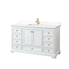 Custom image for White with Brushed Gold Trim / White Quartz, Rectangular Sink / No Mirror