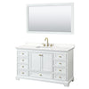 Custom image for White with Brushed Gold Trim / White Quartz, Rectangular Sink / 58