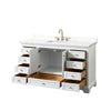 Custom image for White with Brushed Gold Trim / White Quartz, Rectangular Sink / No Mirror