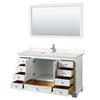 Custom image for White with Polished Chrome Trim / Carrara Cultured Marble, Rectangular Sink / 58
