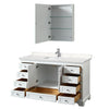 Custom image for White with Polished Chrome Trim / Carrara Cultured Marble, Rectangular Sink / Medicine Cabinet