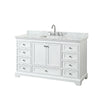 Custom image for White with Polished Chrome Trim / White Carrara Marble, Rectangular Sink / No Mirror