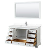 Custom image for White with Polished Chrome Trim / White Cultured Marble, Rectangular Sink / 58