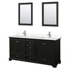 Custom image for Dark Espresso with Polished Chrome Trim / Carrara Cultured Marble, Rectangular Sink / 24