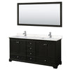Custom image for Dark Espresso with Polished Chrome Trim / Carrara Cultured Marble, Rectangular Sink / 70