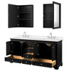 Custom image for Dark Espresso with Polished Chrome Trim / Carrara Cultured Marble, Rectangular Sink / Medicine Cabinets