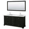 Custom image for Dark Espresso with Polished Chrome Trim / White Carrara Marble, Oval Sink / 70