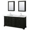 Custom image for Dark Espresso with Polished Chrome Trim / White Carrara Marble, Oval Sink / Medicine Cabinets