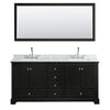 Custom image for Dark Espresso with Polished Chrome Trim / White Carrara Marble, Rectangular Sink / 70