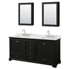 Custom image for Dark Espresso with Polished Chrome Trim / White Carrara Marble, Rectangular Sink / Medicine Cabinets