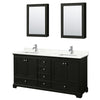 Custom image for Dark Espresso with Polished Chrome Trim / Giotto Quartz, Rectangular Sink / Medicine Cabinets