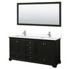 Custom image for Dark Espresso with Polished Chrome Trim / White Cultured Marble, Rectangular Sink / 70