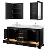 Custom image for Dark Espresso with Polished Chrome Trim / White Cultured Marble, Rectangular Sink / Medicine Cabinets