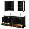 Custom image for Dark Espresso with Polished Chrome Trim / White Quartz, Rectangular Sink / Medicine Cabinets