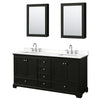 Custom image for Dark Espresso with Polished Chrome Trim / White Quartz, Rectangular Sink / Medicine Cabinets