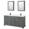 Custom image for Dark Gray with Matte Black Trim / Carrara Cultured Marble, Rectangular Sink / Medicine Cabinets