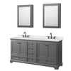 Custom image for Dark Gray with Matte Black Trim / Carrara Cultured Marble, Rectangular Sink / Medicine Cabinets