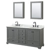 Custom image for Dark Gray with Matte Black Trim / White Carrara Marble, Oval Sink / Medicine Cabinets