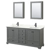 Custom image for Dark Gray with Matte Black Trim / Giotto Quartz, Rectangular Sink / Medicine Cabinets
